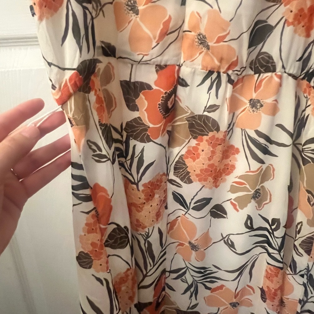 Floral Print Dress in Orange and Cream